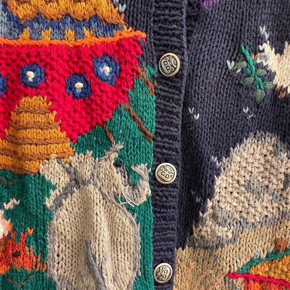 Vintage Signatures by Northern Isles Noah's Ark Navy Ugly Christmas Cardigan - Picture 7 of 9